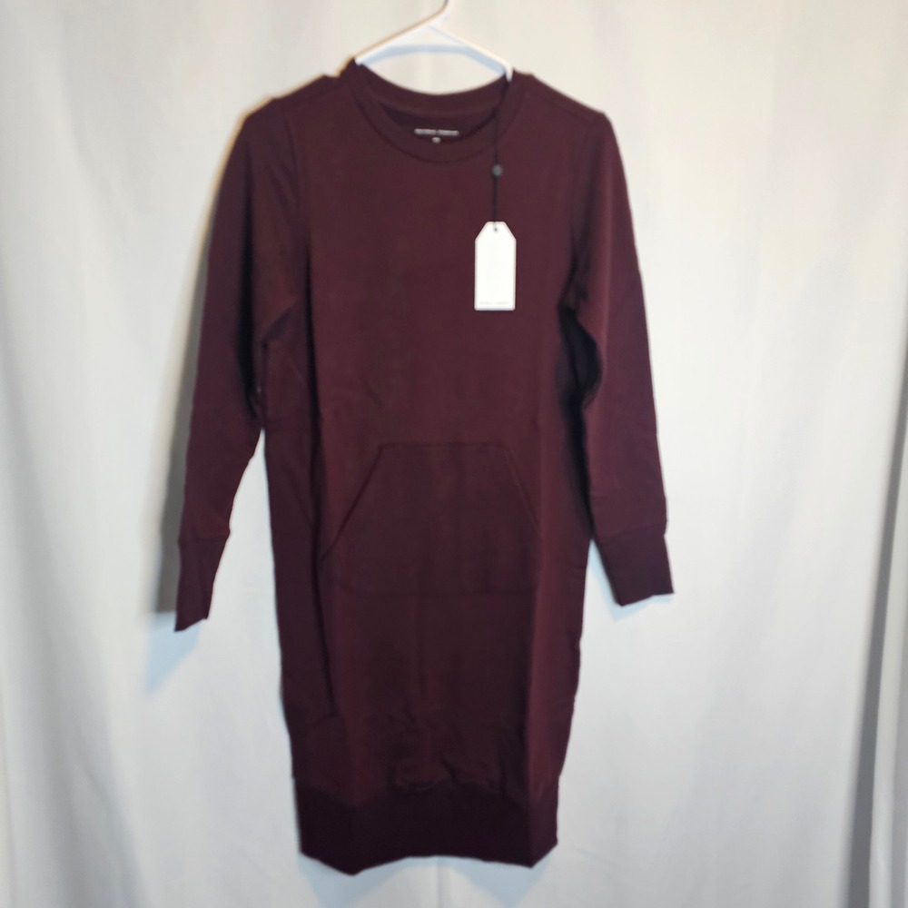 Universal Standard Bree Sweatshirt Dress Black Cherry 4XS Long Sleeve